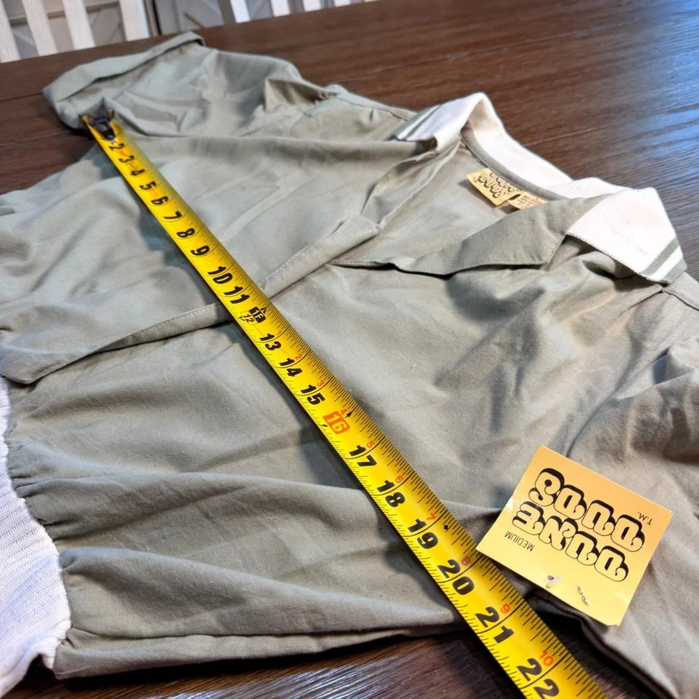 Vintage Dune Duds Sage Green Romper‎ Jumpsuit 80s Ribbed Waist Belted NWT Large